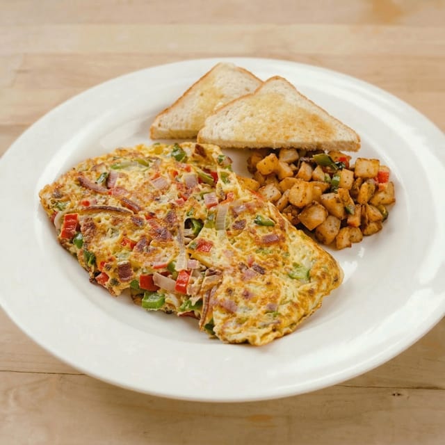 Meat Omelet Breakfast.