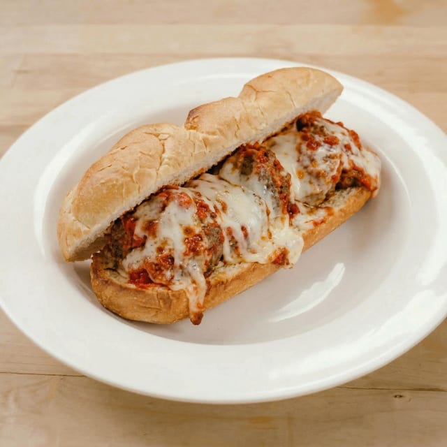 Meatballs Parm Sandwich.